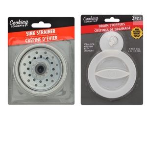 Cooking Concepts 2Pk Metal Sink Strainer & Drain Stopper Set NWT
